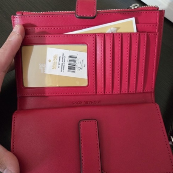 Michael Kors Jaycee Medium Ombre Backpack & Wallet Set In Dark roseberry NWT - Picture 8 of 8